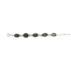 Designer Sterling Silver Bracelet setted with Faceted Smoky Quartz Stone